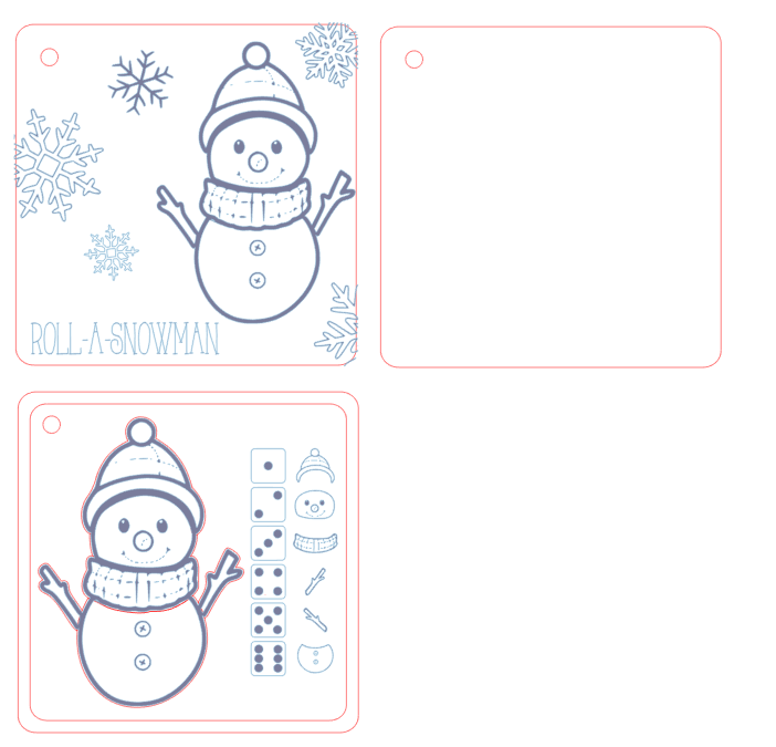 Digital Download Travel Dice Game: Roll-a-Snowman