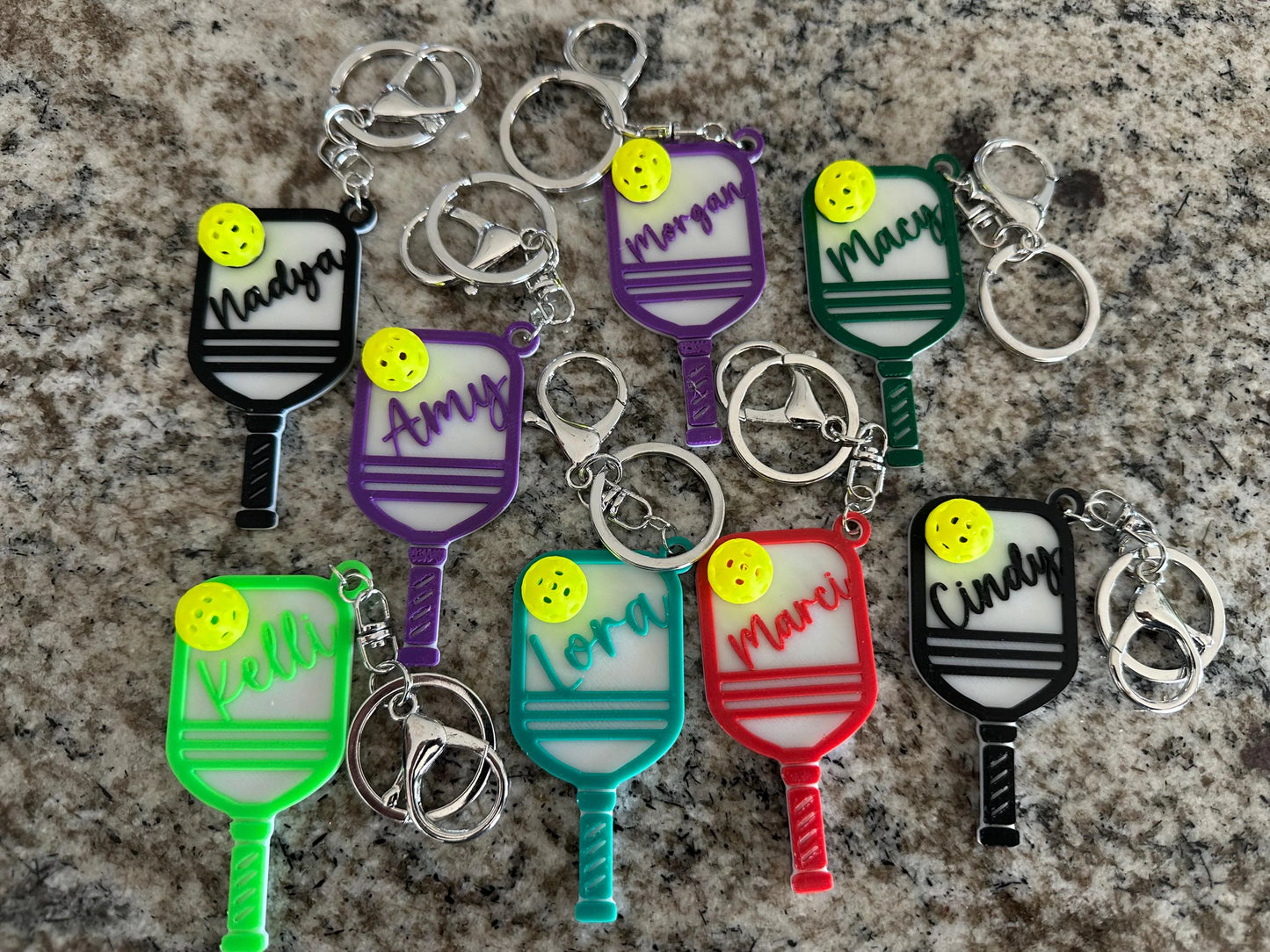 Personalized Pickle Ball Keychain and Bag Charm