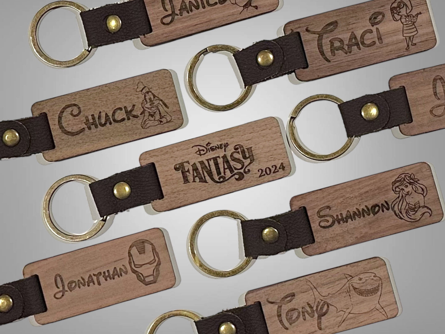 Custom Name Natural Walnut Keychain