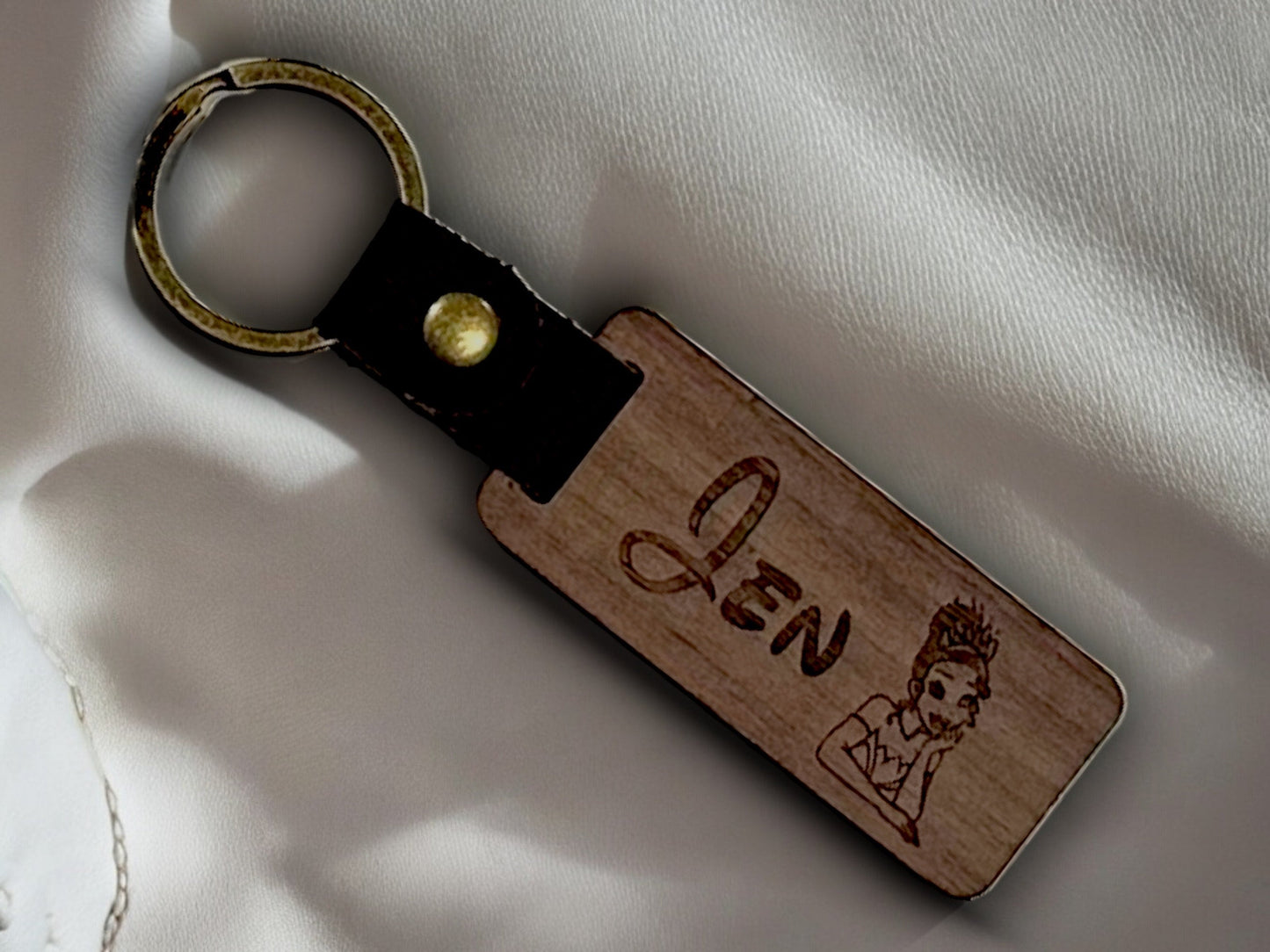 Custom Name Natural Walnut Keychain