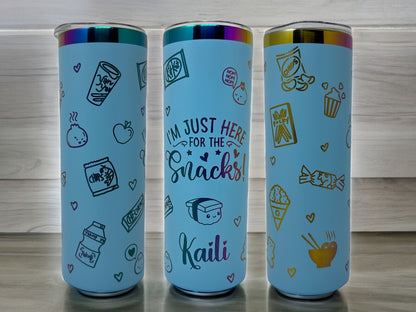 Snack Lover Laser Engraved Rainbow Tumbler with Straw